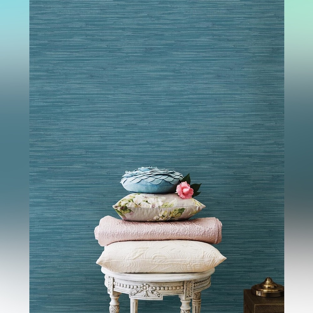 🔥NUWALLPAPER Textured Surface Grassweave Steel Blue NU2874 Peel & Stick NIOB